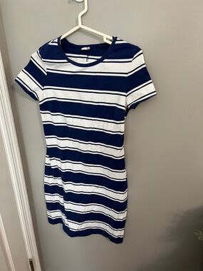 Old Navy Navy and White Striped Mini Dress